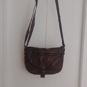 Vintage Vera Pelle Italian Brown Leather Crossbody Bag with Adjustable Strap